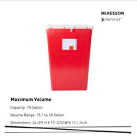 McKesson Prevent Sharps Container, 18 Gallon, 24-3/5 x 17-3/10 x 13 Inch