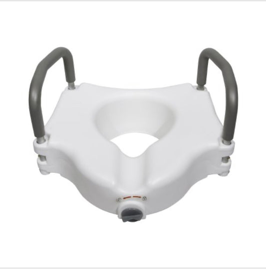 McKesson Raised Toilet Seat with Arms, 5 Inch Height Standard / Elongated 300 lbs. Weight Capacity