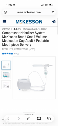 McKesson Compressor Nebulizer System, Small Volume Medication Cup, Adult / Pediatric Mouthpiece Delivery