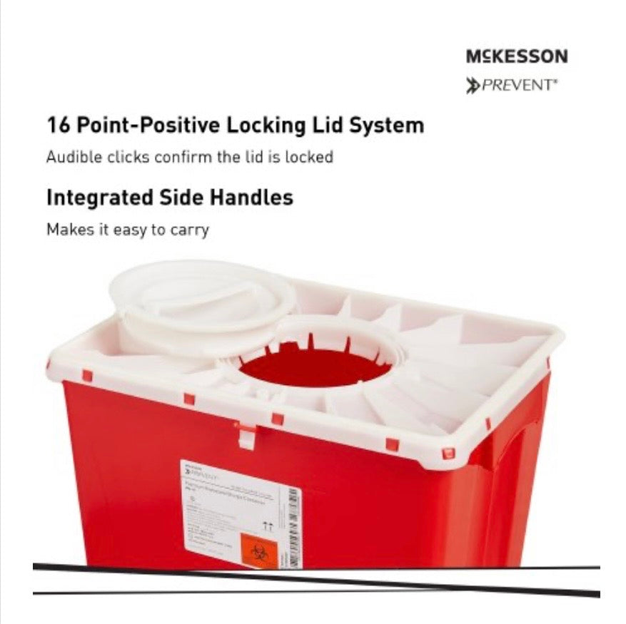 McKesson Prevent Sharps Container, 18 Gallon, 24-3/5 x 17-3/10 x 13 Inch