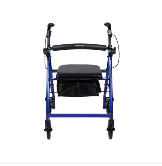 McKesson Folding Aluminum Four-Wheel Rollator, Blue