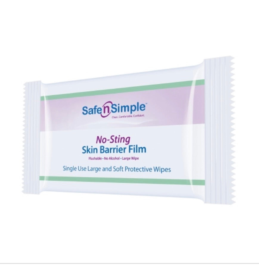 Safe N Simple No-Sting Skin Barrier Wipe, 5 x 7 Inch - Box