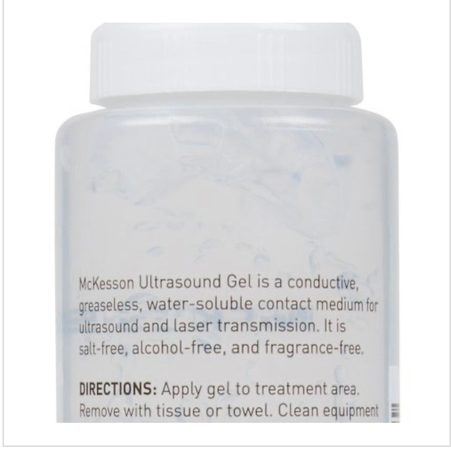 McKesson Ultrasound Gel, Clear, 250 mL Bottle, Ultrasound and Laser Transmission