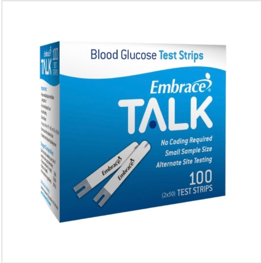 Omnis Health Embrace Talk Blood Glucose Test Strips - Box